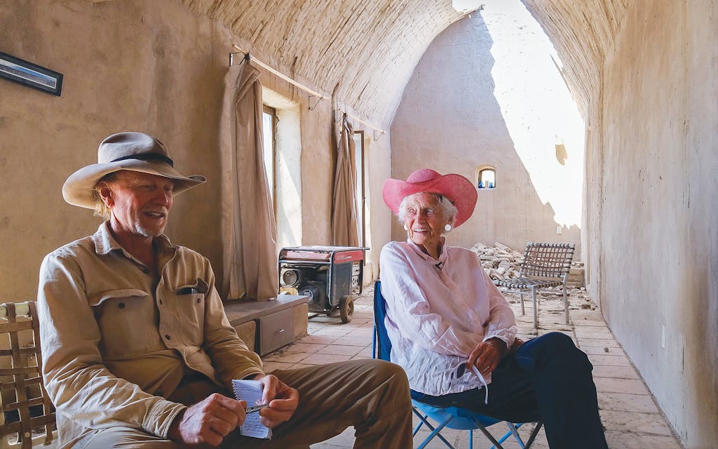 Sandro Canovas (right) with his late mentor Don Manuel Rodriguez Villa at his home in Ojinaga, Chihuahua, in 2018.