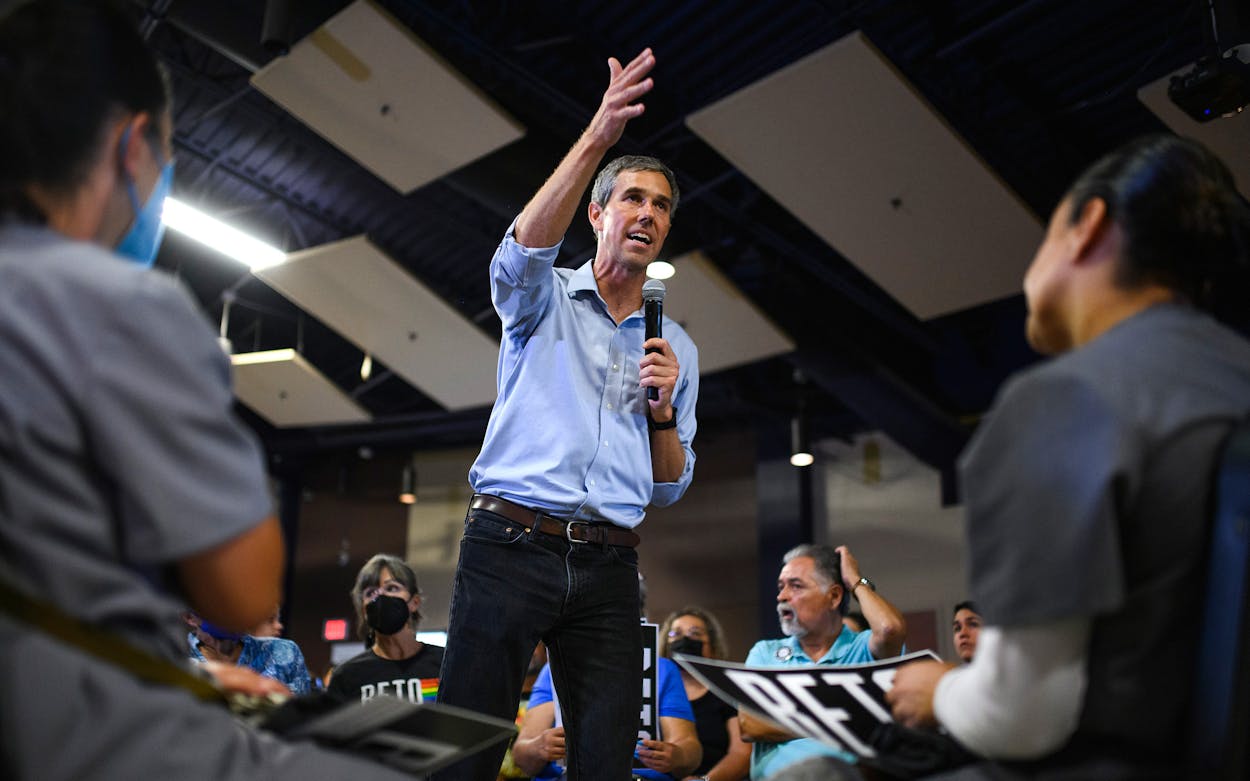 Democratic Texas gubernatorial candidate Beto O'Rourke speaks during a stop on his 49-day Drive for Texas tour Wednesday, July 20, 2022, in Midland, Texas.