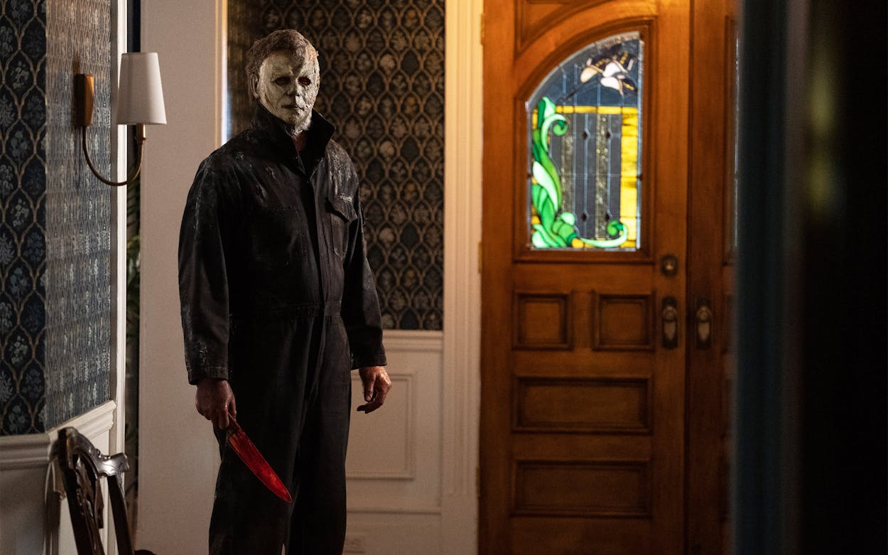 Michael Myers (aka The Shape) in Halloween Ends, co-written, produced and directed by David Gordon Green.