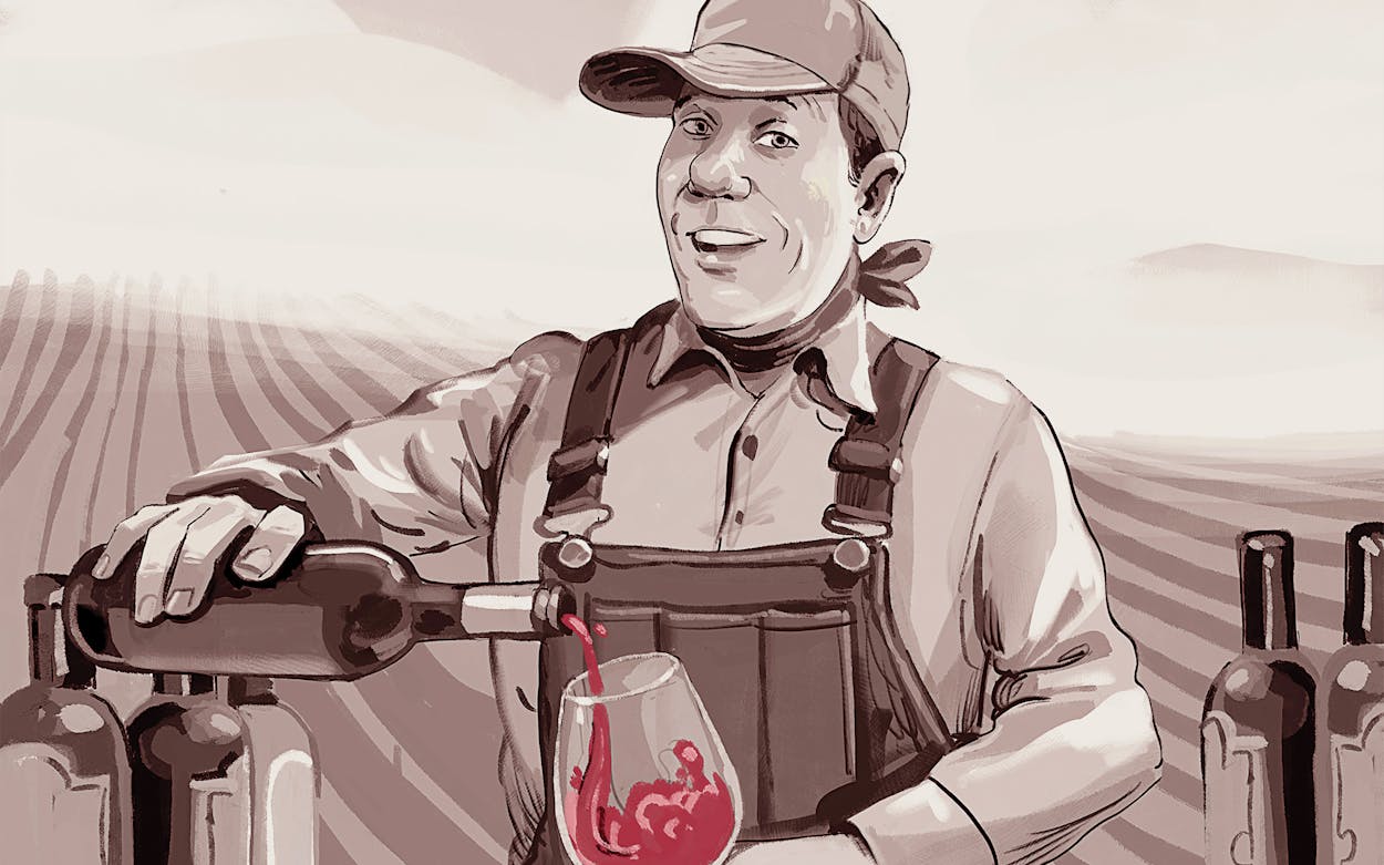 Texanist at a vineyard pouring wine