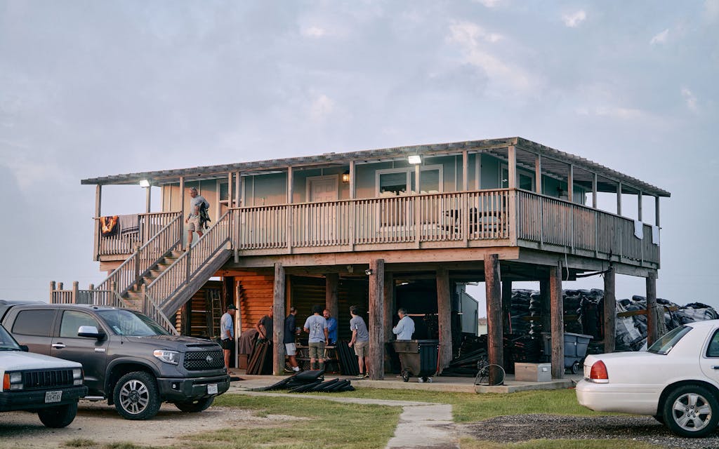 The stilt house by Copano Bay where Lomax launched his oyster farm, on October 12, 2021.