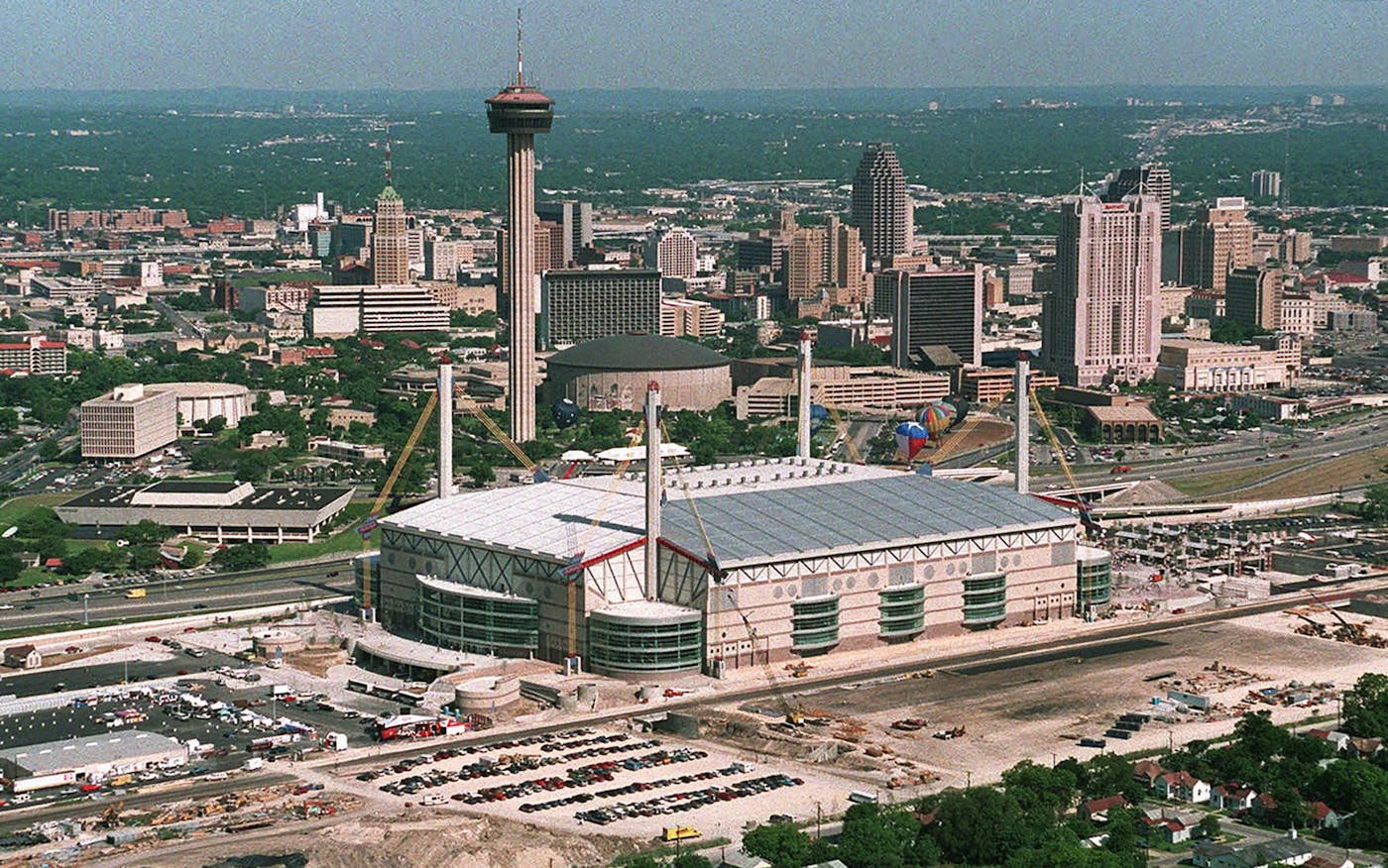 Alamodome Stadium in San Antonio Texas from above - aerial view