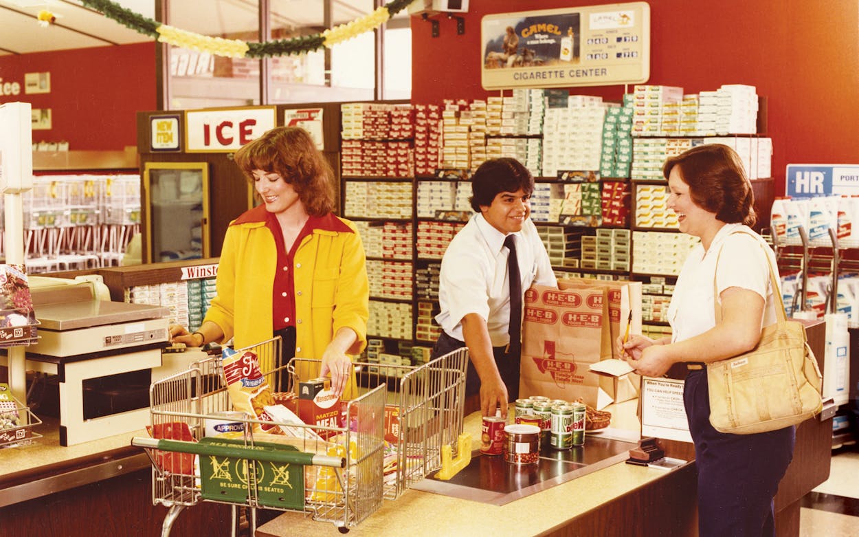 The checkout at an H-E-B in Austin in 1982.