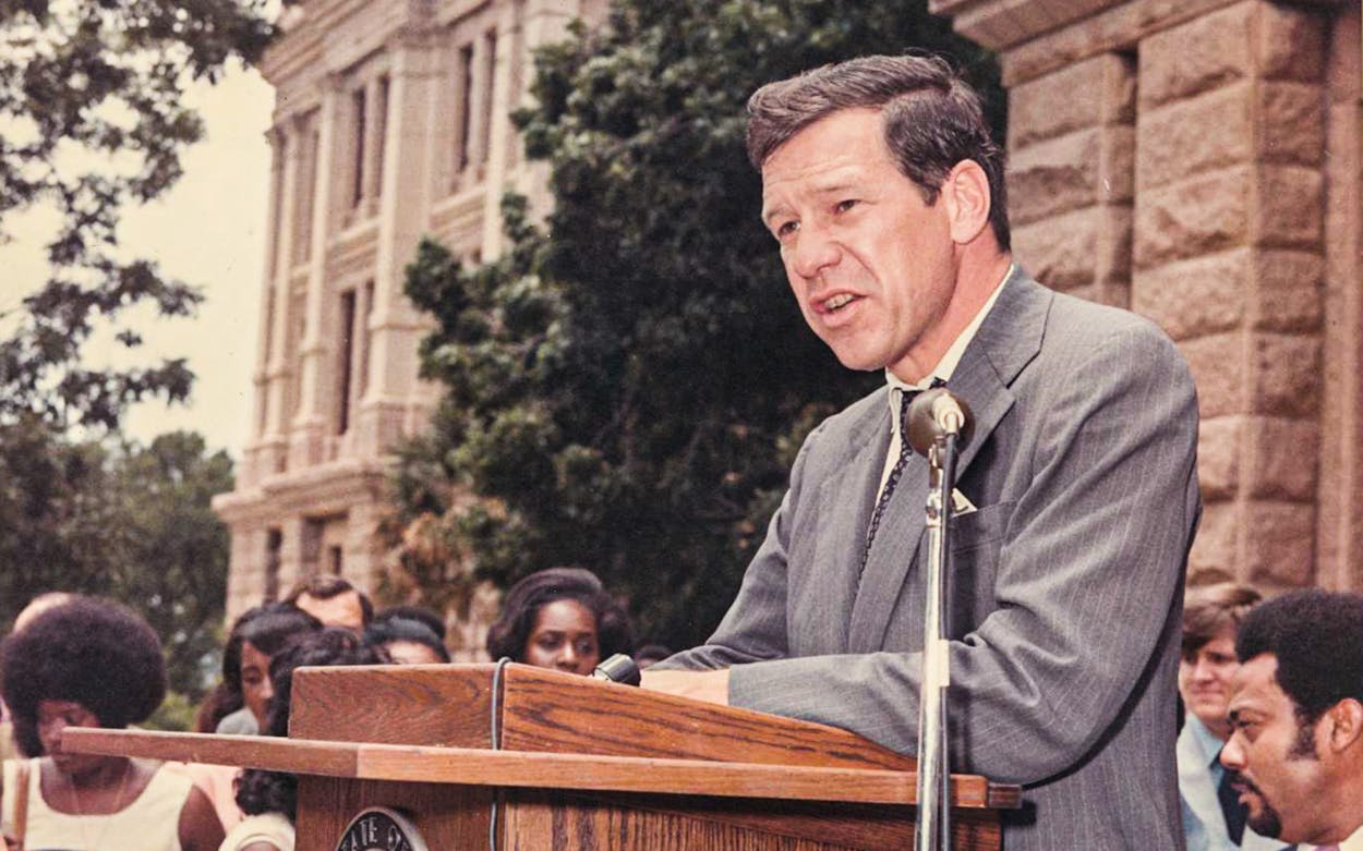William Hobby Jr. speaks at the capitol building in Austin on June 10, 1972.