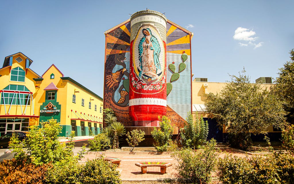Treviño's mural La Virgen de Guadalupe Veladora at the Guadalupe Cultural Arts Center in San Antonio.