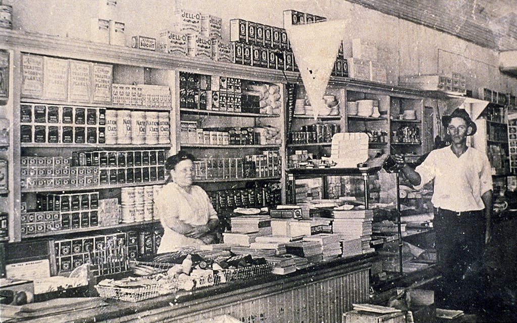 HEB founder Florence Butt behind the counter of the first store.
