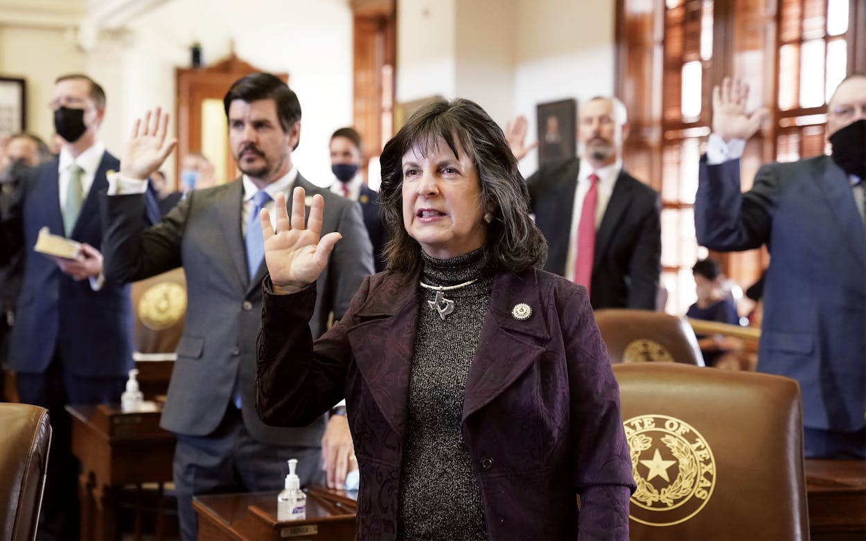 State Representative Valoree Swanson, R-Spring at the opening ceremonies at the Texas House chamber on January 12, 2021.