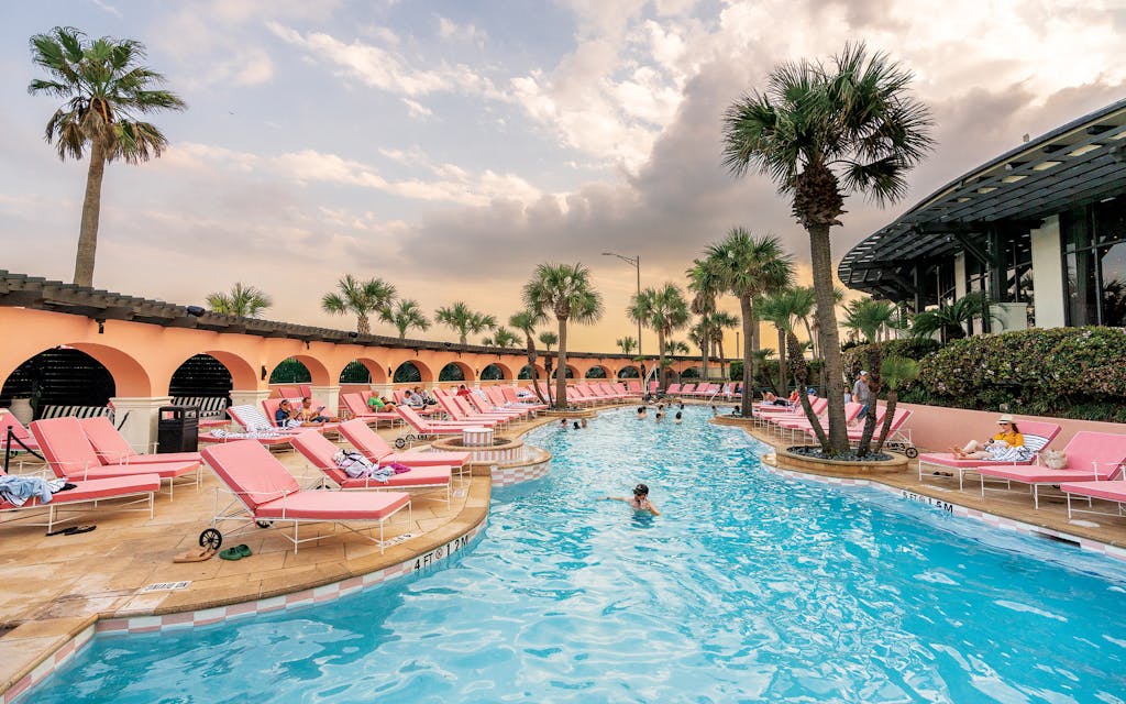 The recently renovated pool at the Grand Galvez, in Galveston.
