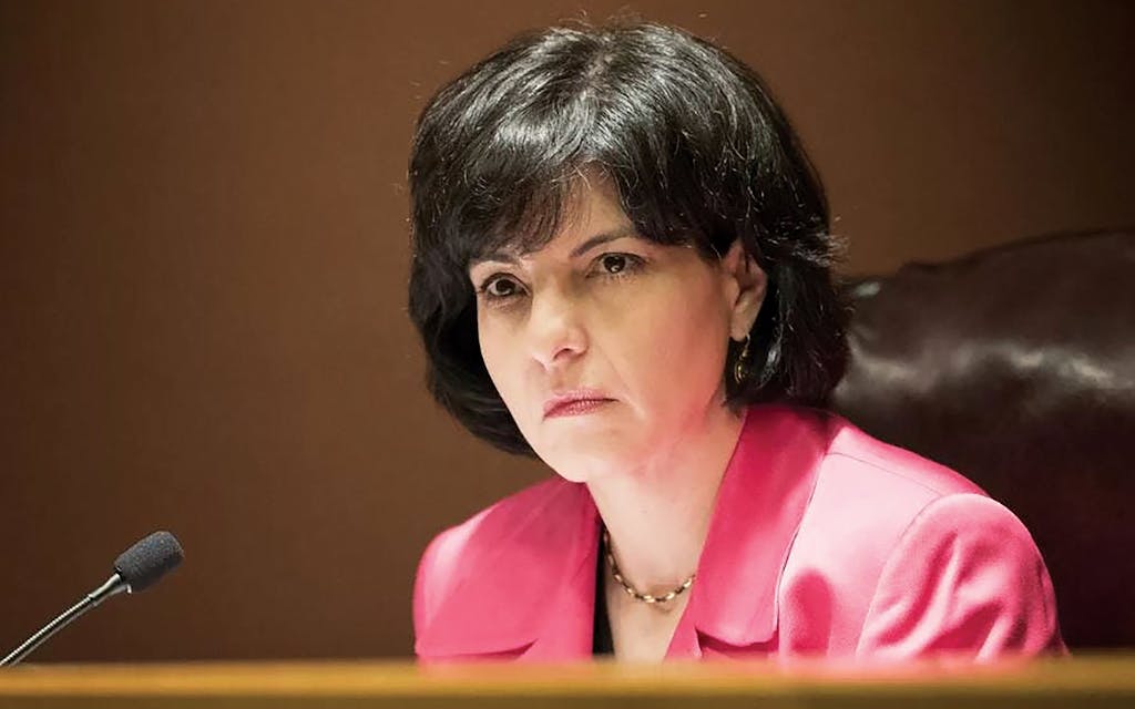 Railroad Commission chairman Christi Craddick at a hearing in 2018.