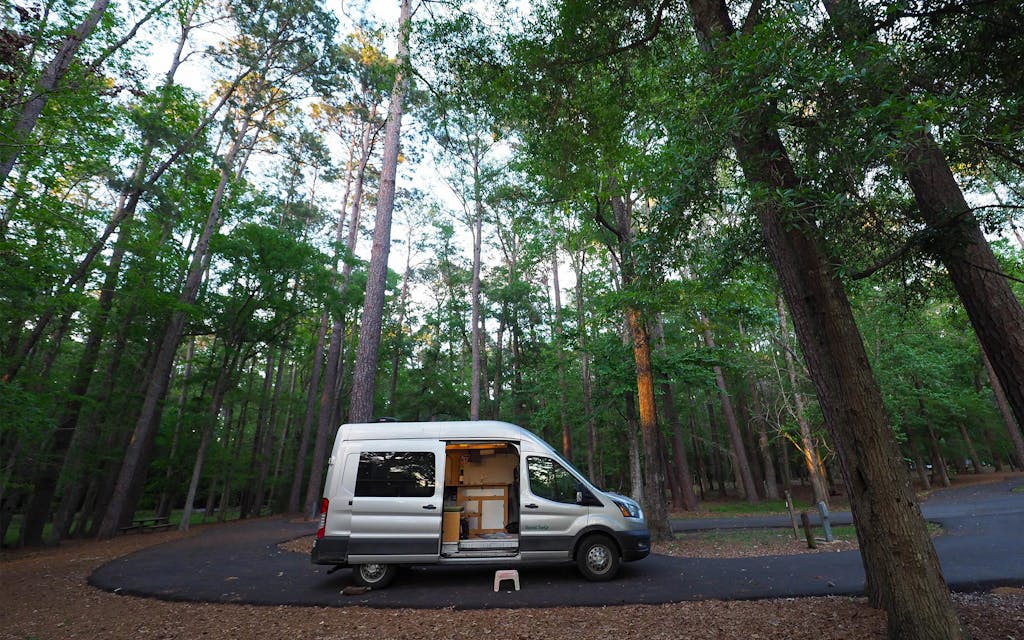 The Vincent VanGo camper van at the campsite.