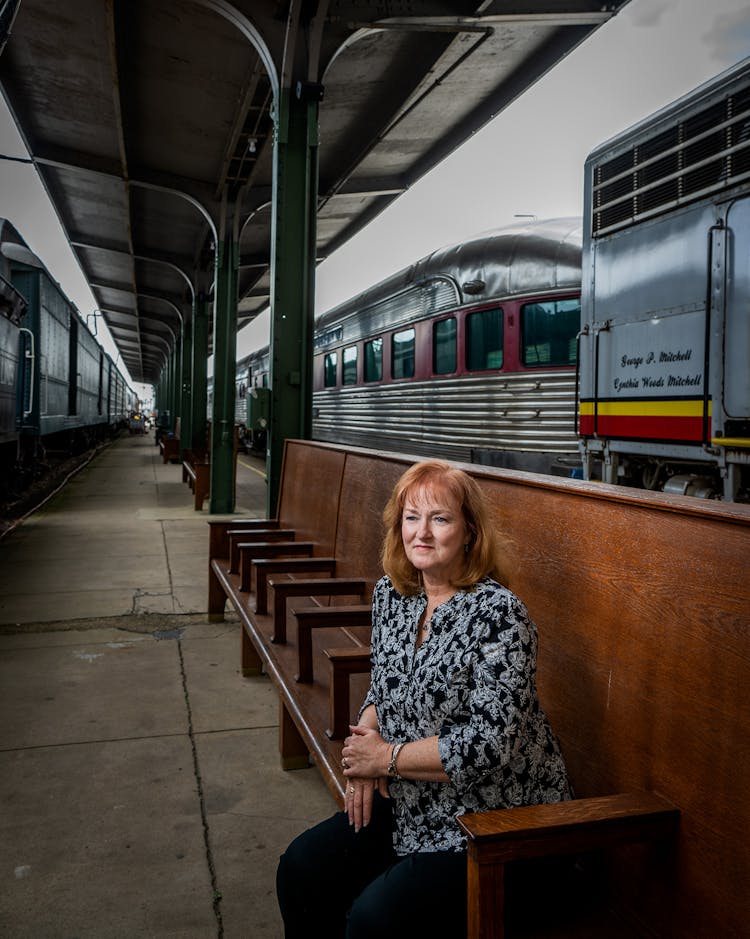 Kathleen Maca at the Galveston Railroad Museum.