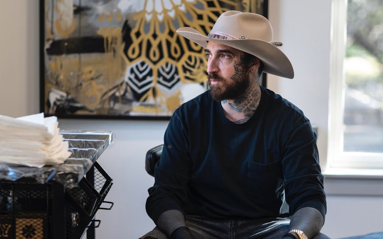 Celebrity tattoo artist Dillon Forte at his studio in Wimberley.