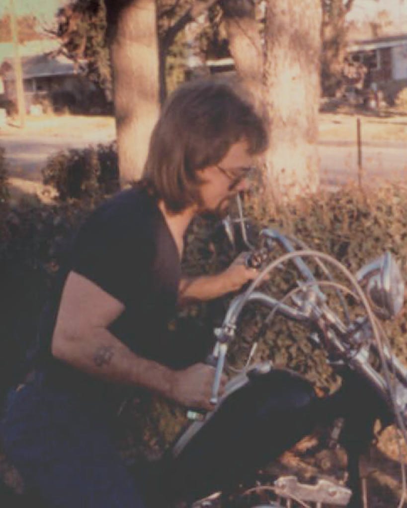 Michael Woods with his motorcycle in the eighties.