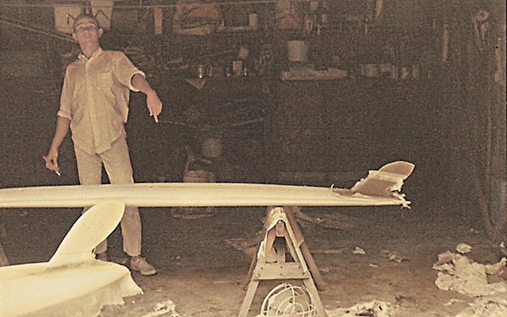 Joe Doggett building a Blaker Kit Board in his cousin’s garage in the mid-sixties. 
