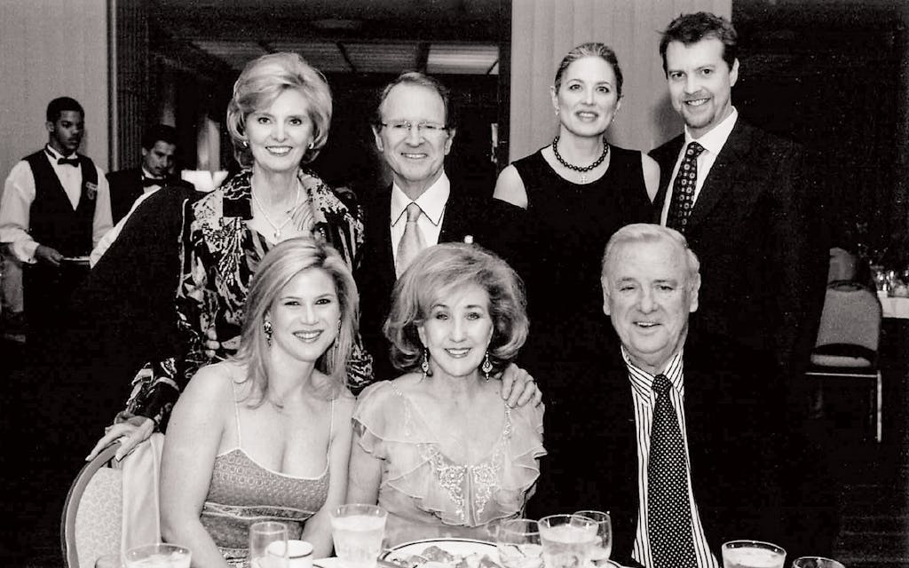Allie Beth and her husband, Pierce (top left), with Teffy, Doris, and Jack Jacobs (front) and ABA agent Emily Rogers and her husband, Phillip, at a banquet where Doris was honored as a top producer.