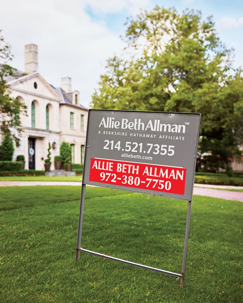 Allie Beth Allman & Associates yard signs are a familiar sight in front of Highland Park’s stately homes.