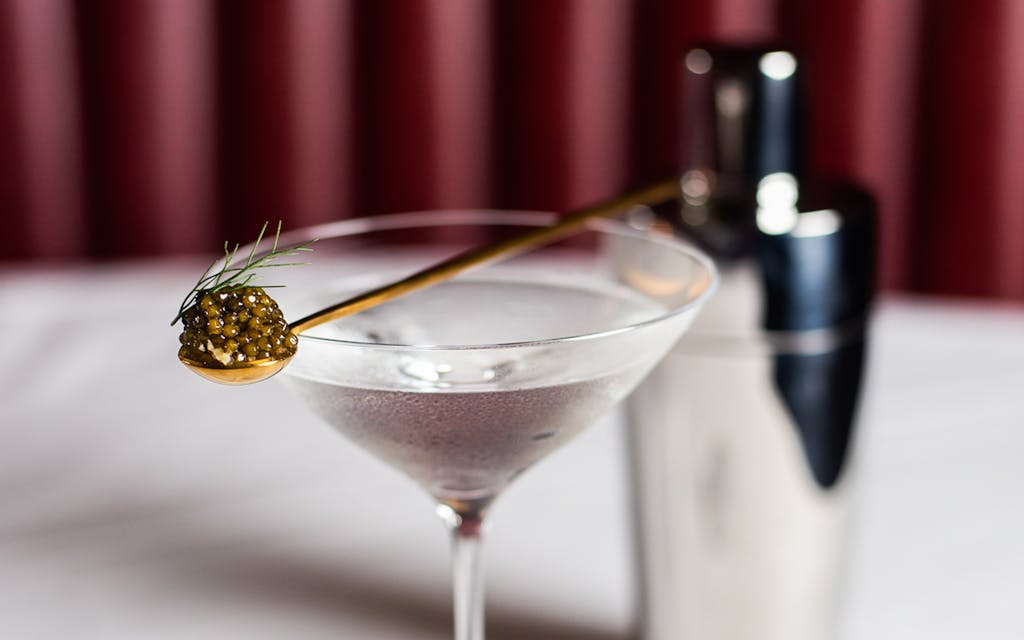 The caviar martini at Tango Room Dallas.
