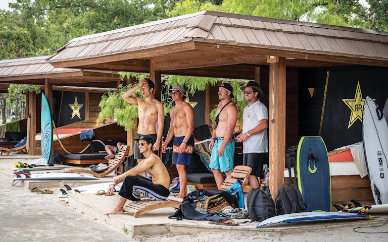 A group from California watching the action at Waco Surf.