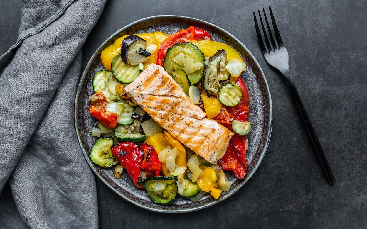 Salmon With Roasted Squash and Sweet Onions Recipe