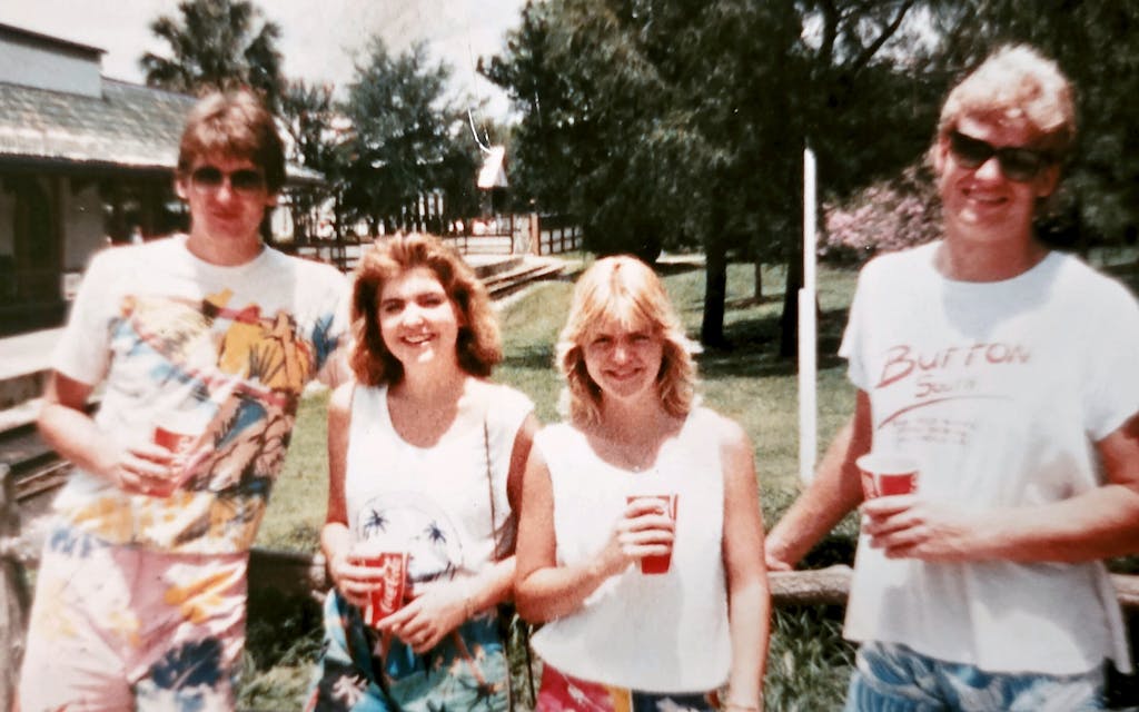 Charlie (right), with siblings Bruce, Mimi, and Robyn, in 1984.