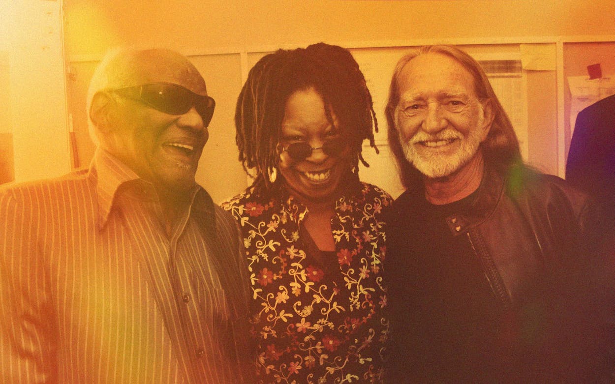 Ray Charles, Whoopi Goldberg and Willie Nelson.