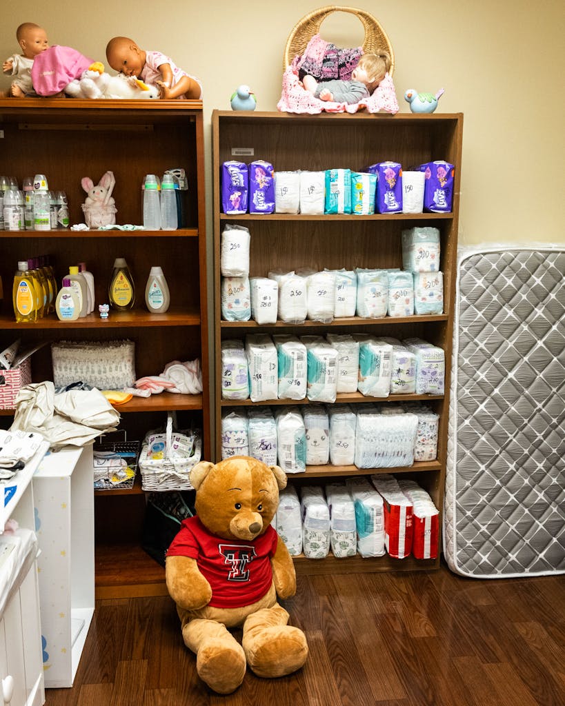A supply room at the Nurse-Family Partnership office in Lubbock.