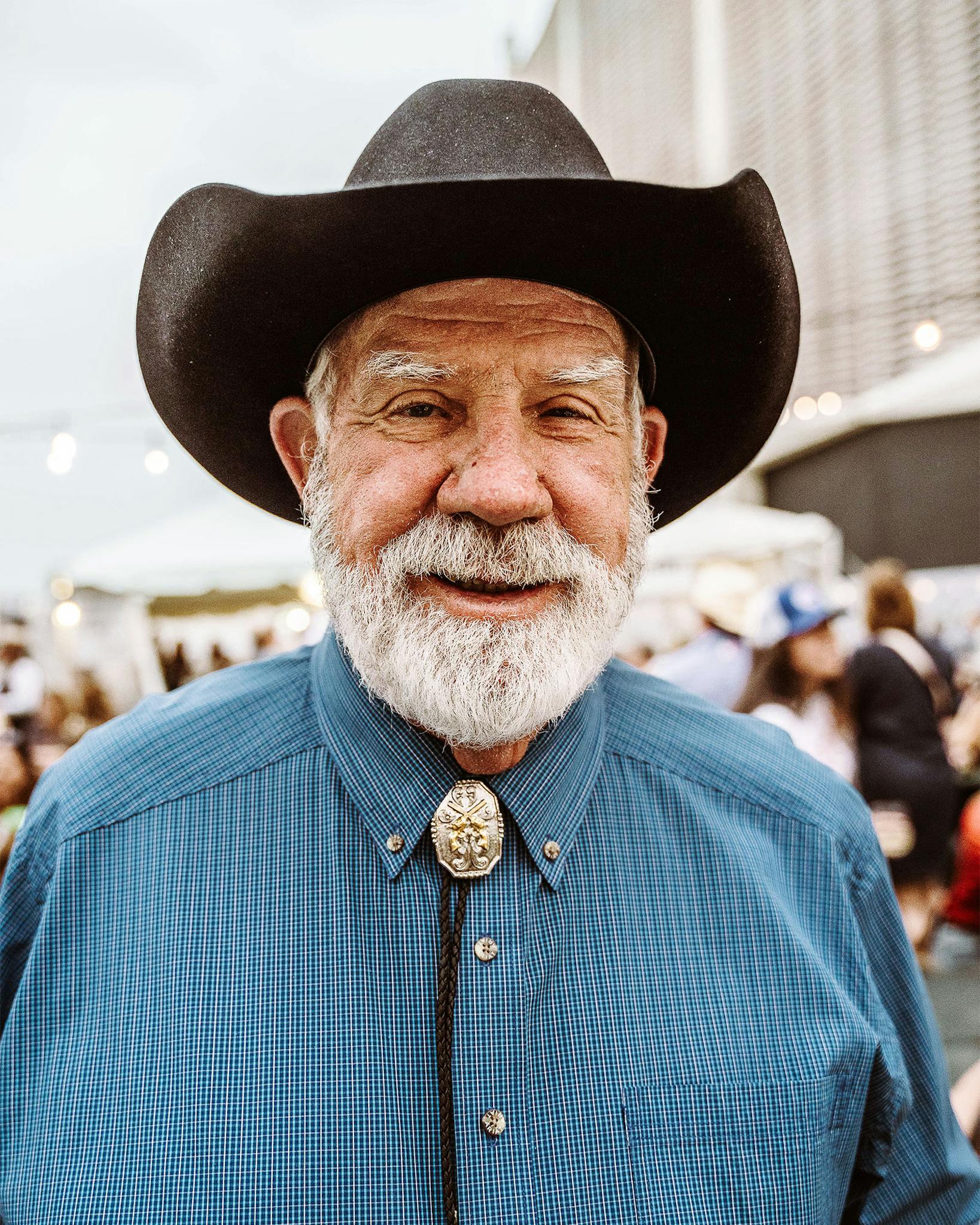 Silver accents, like Steve Gurnee’s crossed revolver bolo tie, were widespread throughout the grounds.