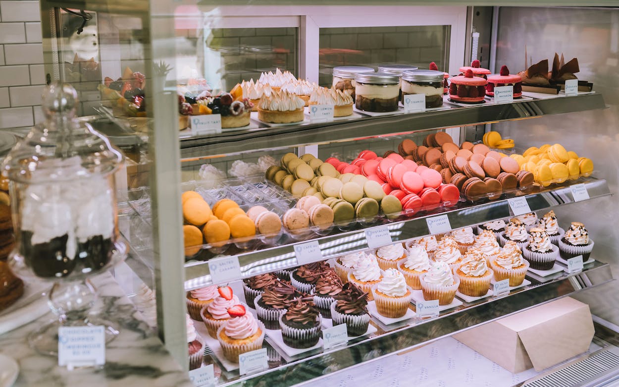 The dessert case at Thomas Craft Confections.