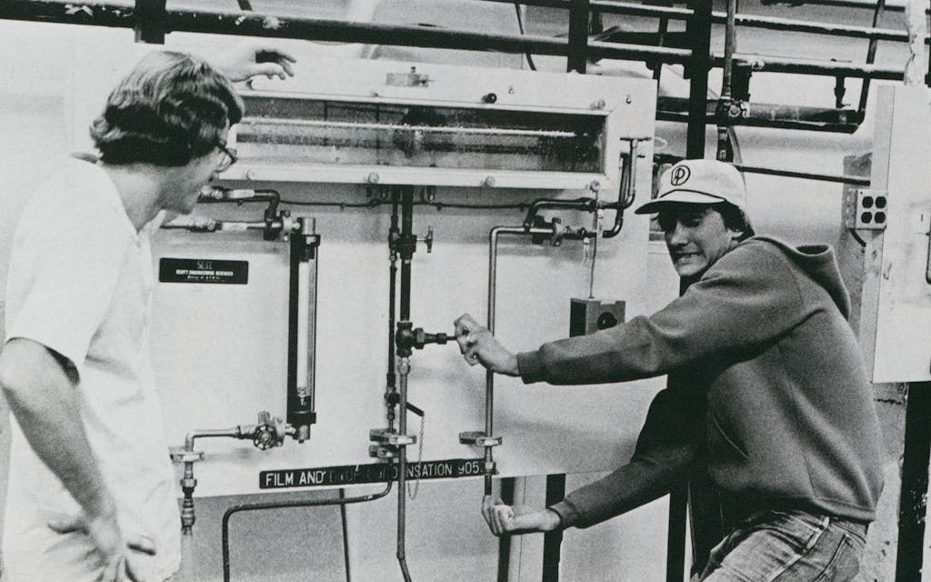 Dunn (right) during a class at Texas Tech University in 1978.