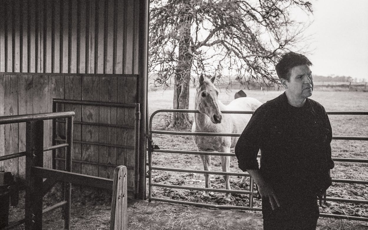 Writer-at-large Sean O’Neal at the Plemons family ranch in Mart on December 23, 2023, as photographed by Jesse Plemons.