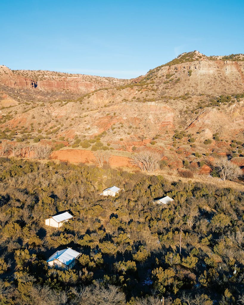 The yurtlike cabins at Palo Duro Glamping, in Palo Duro Canyon State Park.