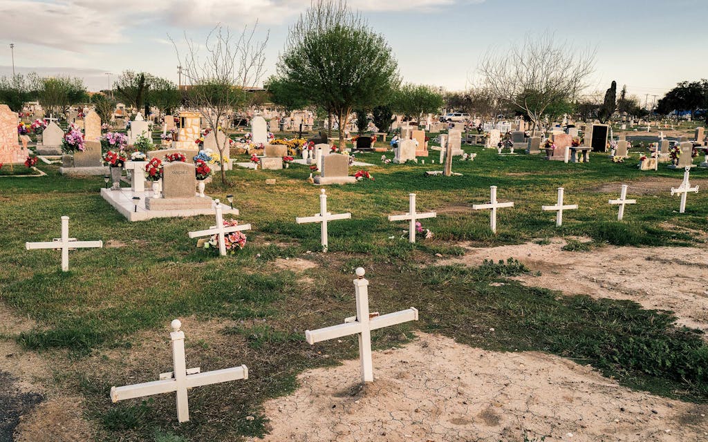 The graves of unidentified migrants at Maverick County Cemetery, in Eagle Pass.