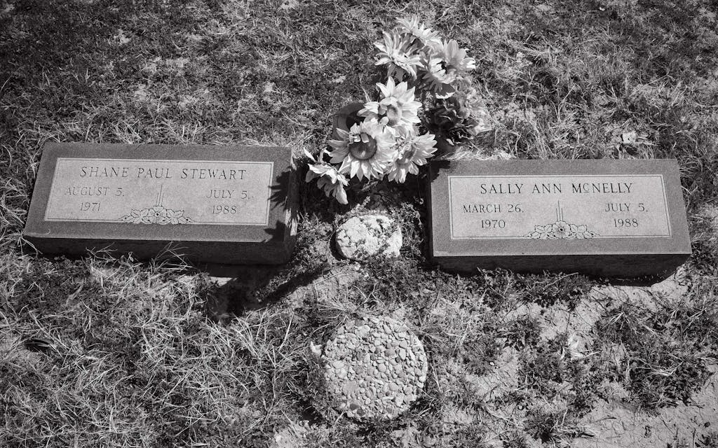 The gravesites of Shane Stewart and Sally McNelly.