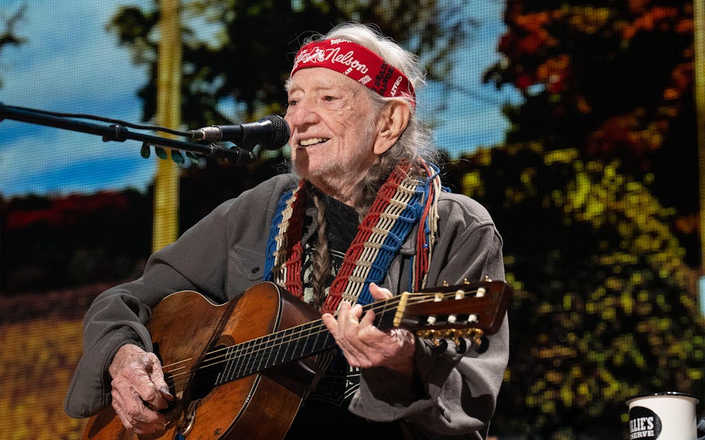 Willie Nelson performs onstage during Farm Aid Music Festival at the Ruoff Music Center in Noblesville, Indiana on September 24, 2023.