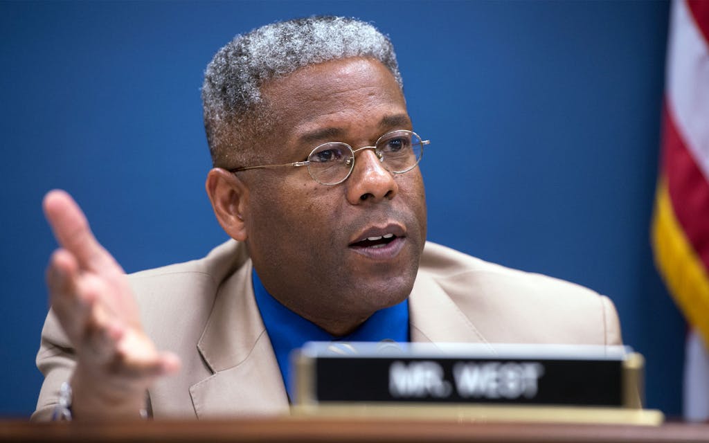 Allen West questioning a witness during a hearing in Rayburn.
