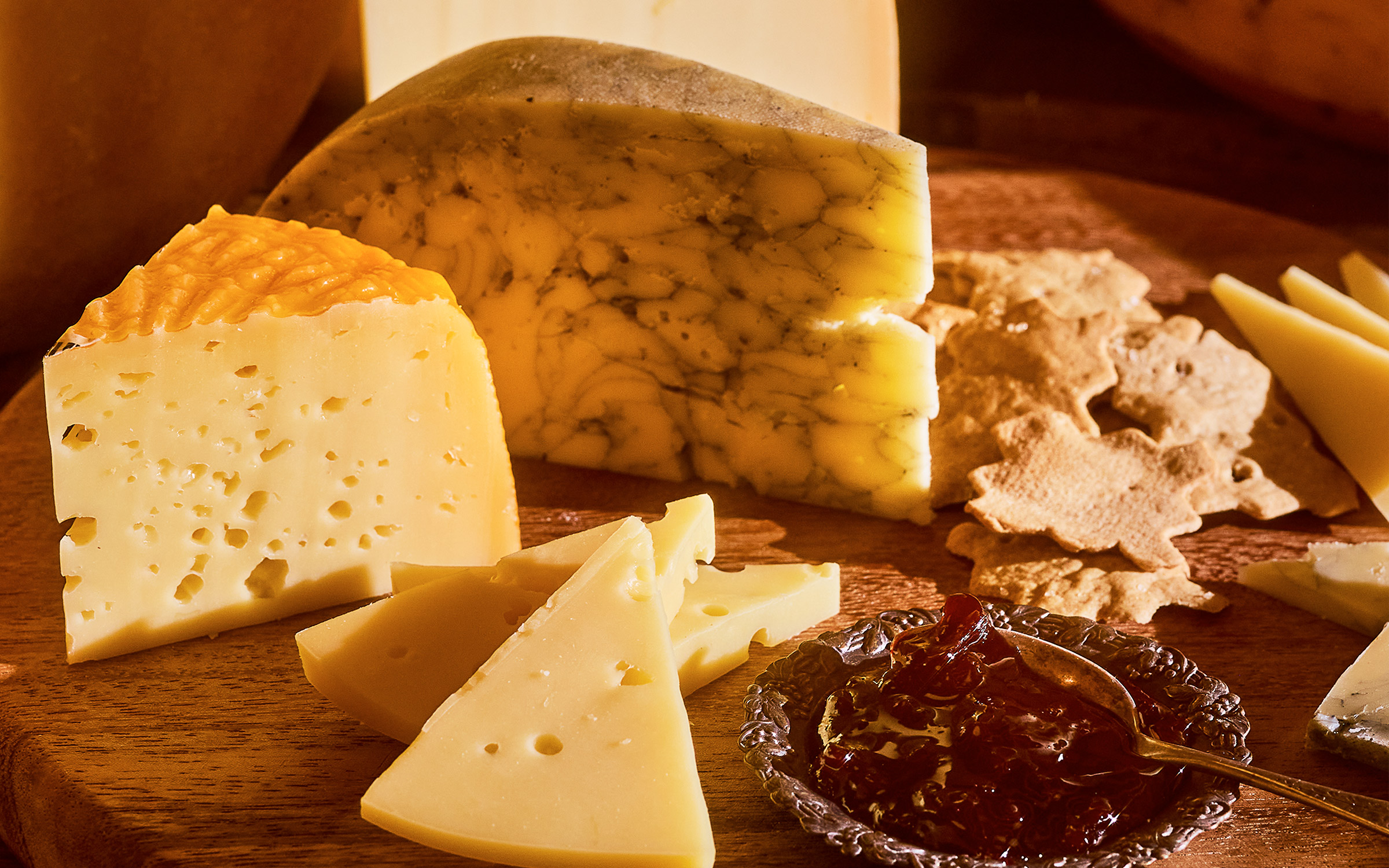closeup of cheese on board