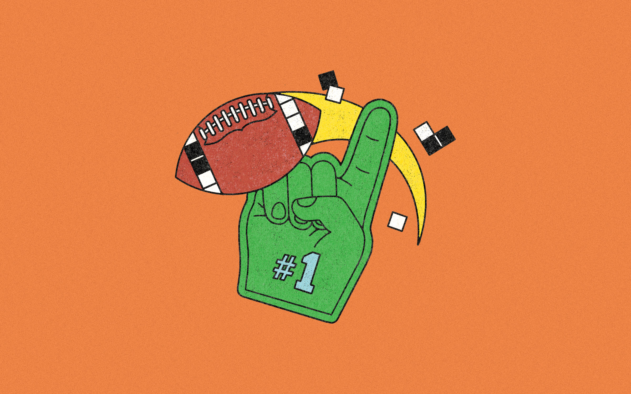 illustration of foam finger and football