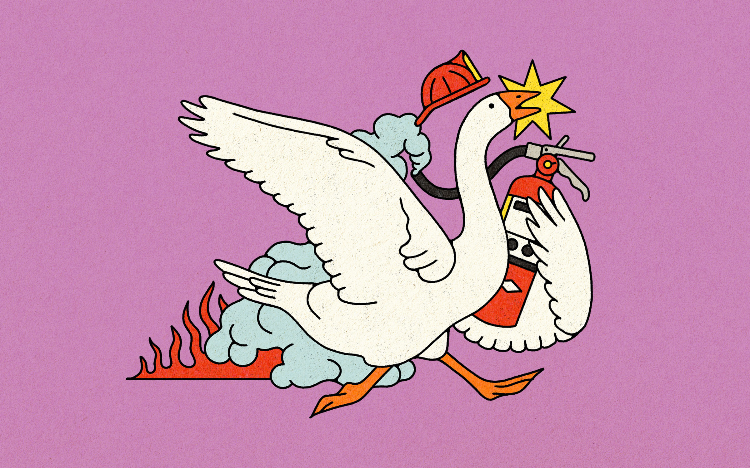 illustration of goose as firefighter