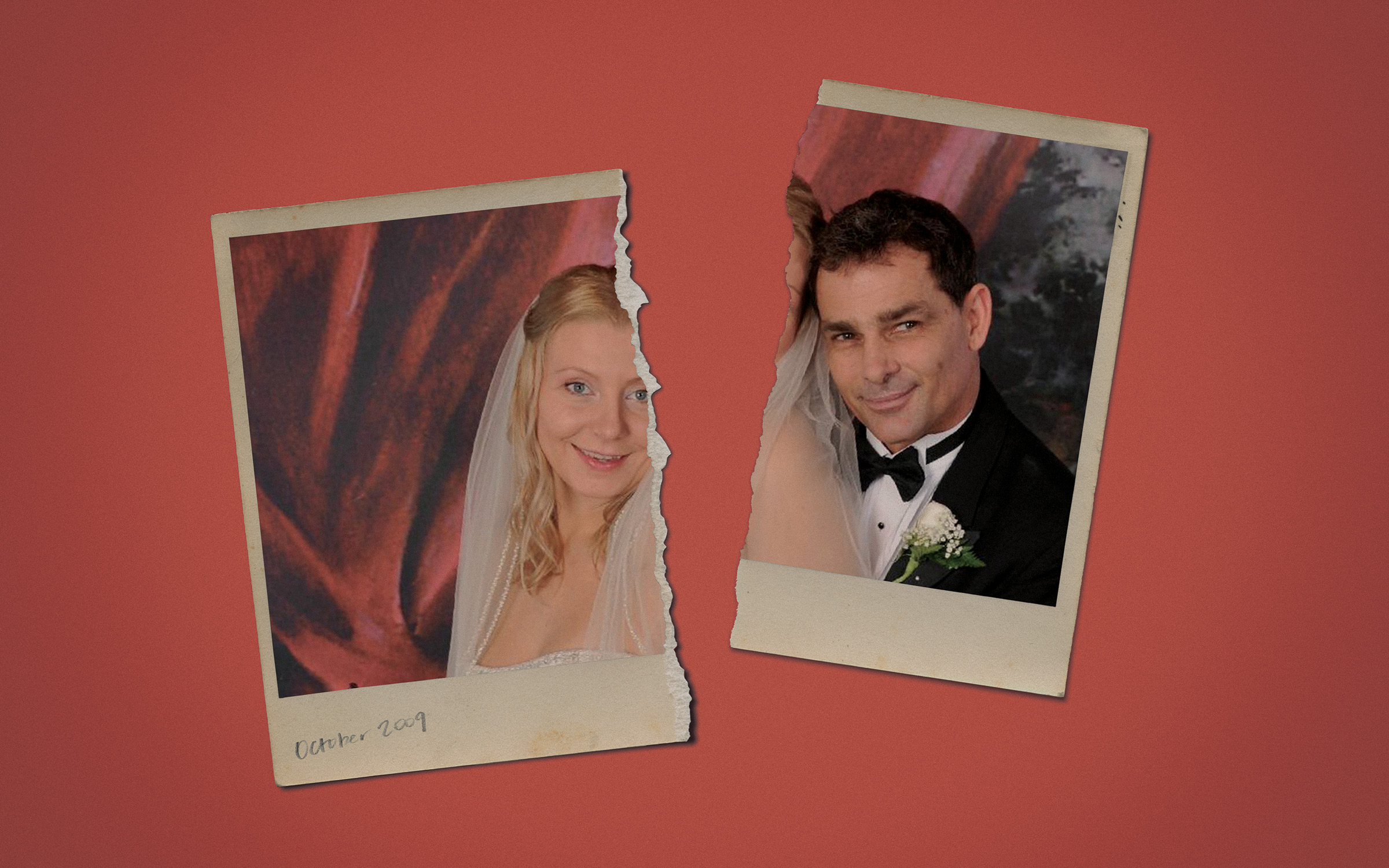 photo of torn wedding photograph