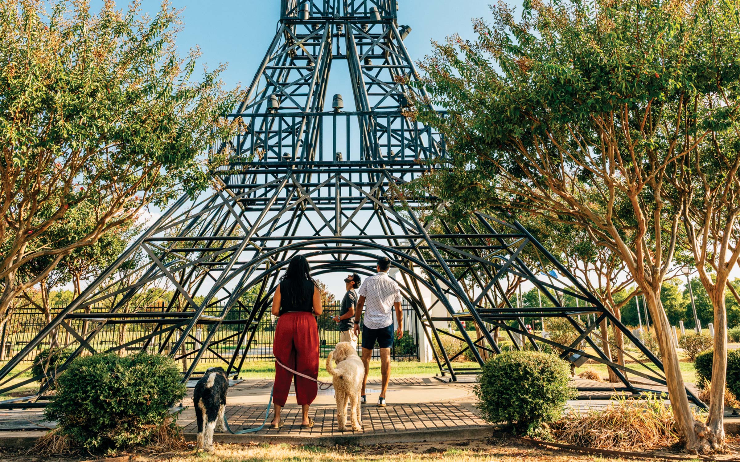 photo of people under eiffel tower replica